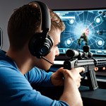 **

A gamer intensely focused on their screen, practicing aiming in Aim Lab. The scene should highlight the concentration and effort involved in improving aim. Include the Aim Lab interface in the background.

**