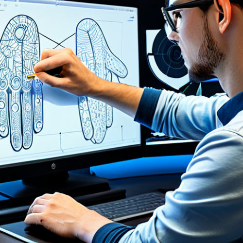A professional game artist in a modest, long-sleeved shirt, deeply focused on a large digital drawing tablet within a modern, brightly lit game development studio. The screen displays vibrant, detailed concept art for a futuristic weapon skin, showing initial 2D sketches evolving into a basic 3D wireframe model. The workspace is surrounded by scattered concept drawings, digital pens, and design reference materials, emphasizing creativity, precision, and the foundational stages of digital design. safe for work, appropriate content, fully clothed, professional, perfect anatomy, correct proportions, natural pose, well-formed hands, proper finger count, natural body proportions, high-quality professional photography.