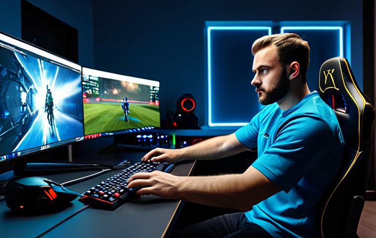 ** "A Valorant player in appropriate gaming attire, fully clothed, intensely focused on their monitor, surrounded by gaming equipment, in a modern gaming room. Safe for work, professional gamer, perfect anatomy, natural proportions, high quality, appropriate content, well-lit." **