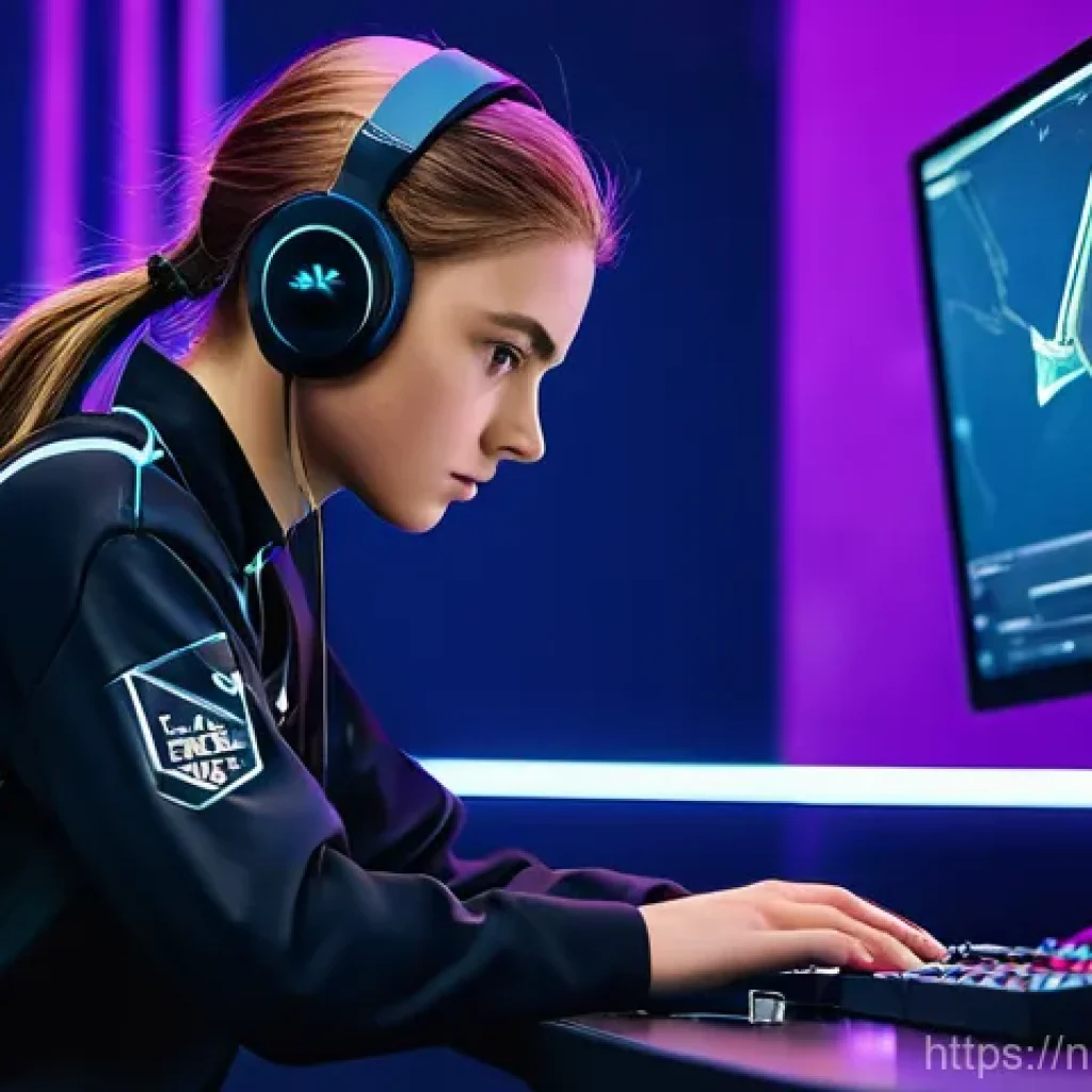 발로란트 초보자와 숙련자 차이 - **Prompt: Elite Valorant Player: Calm Under Pressure** A highly focused young adult female Valor...