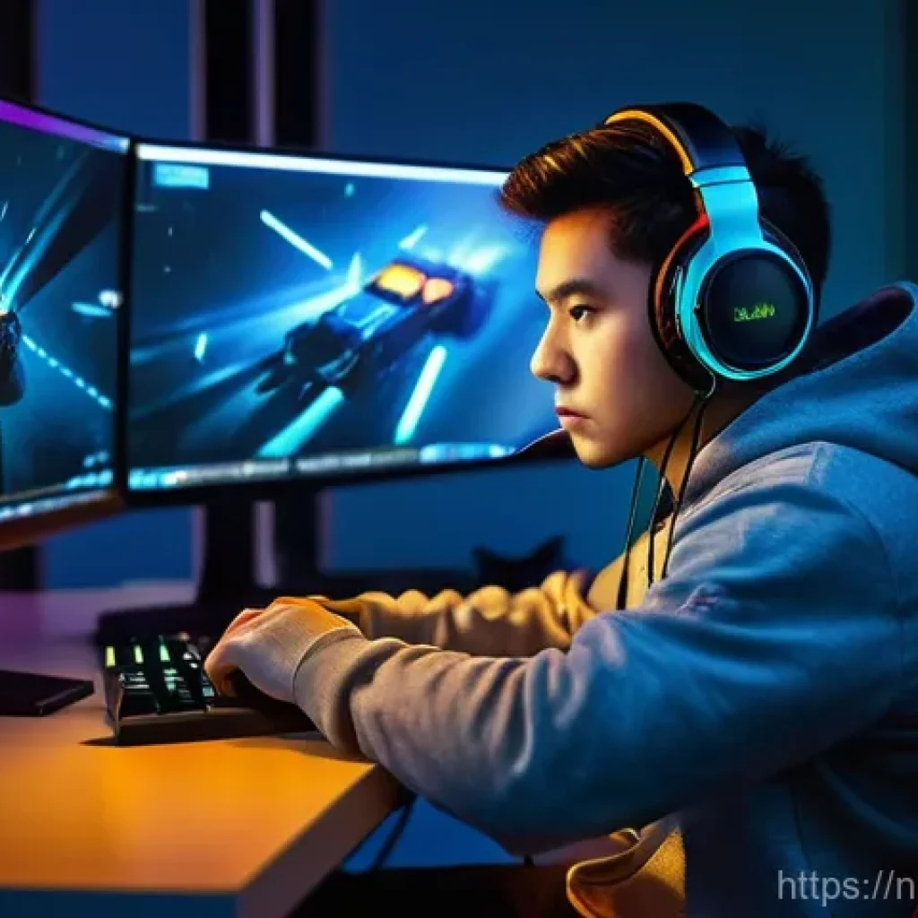 발로란트 에임 연습에 최적화된 맵 - **A focused young adult gamer, either male or female, sitting in a modern gaming chair, intensely co...