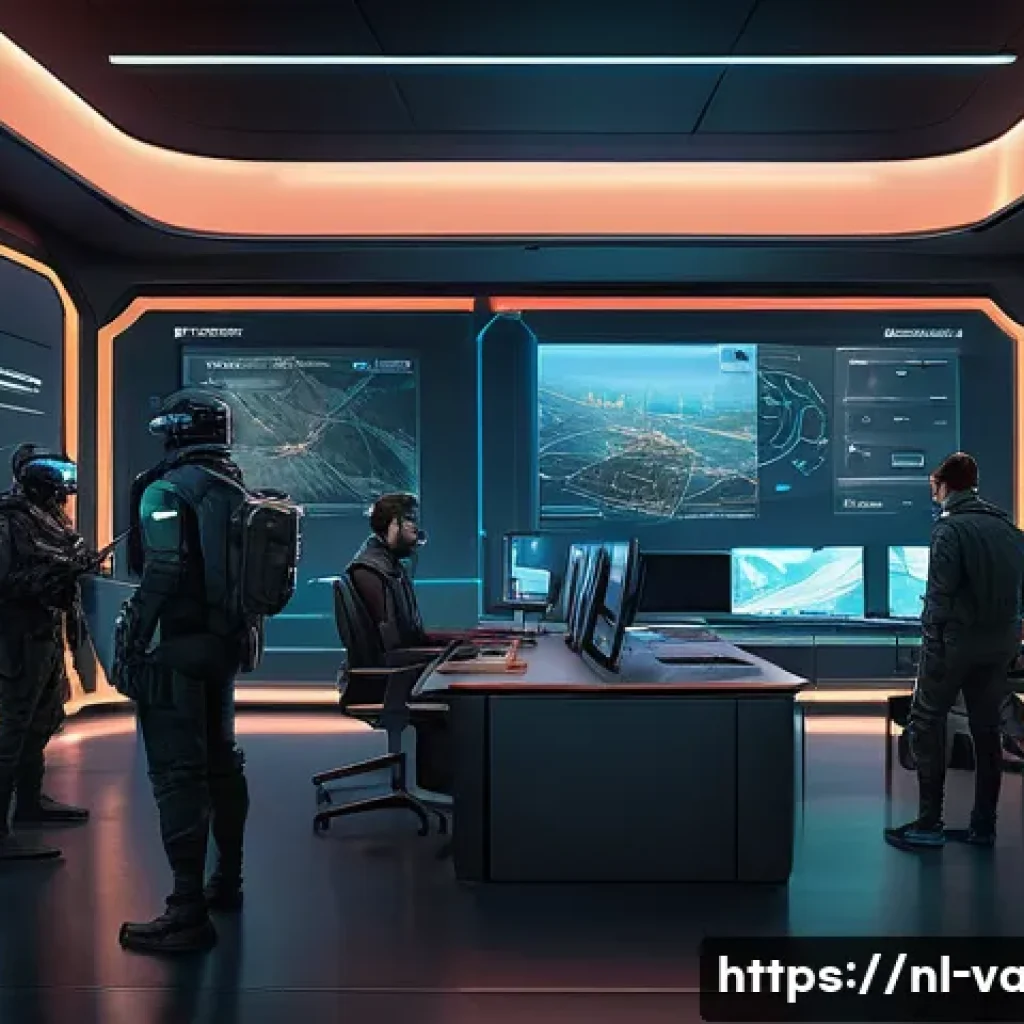발로란트 캐릭터별 전술 가이드 - A detailed scene of a Valorant map control point, showing a team of diverse agents strategically pos...