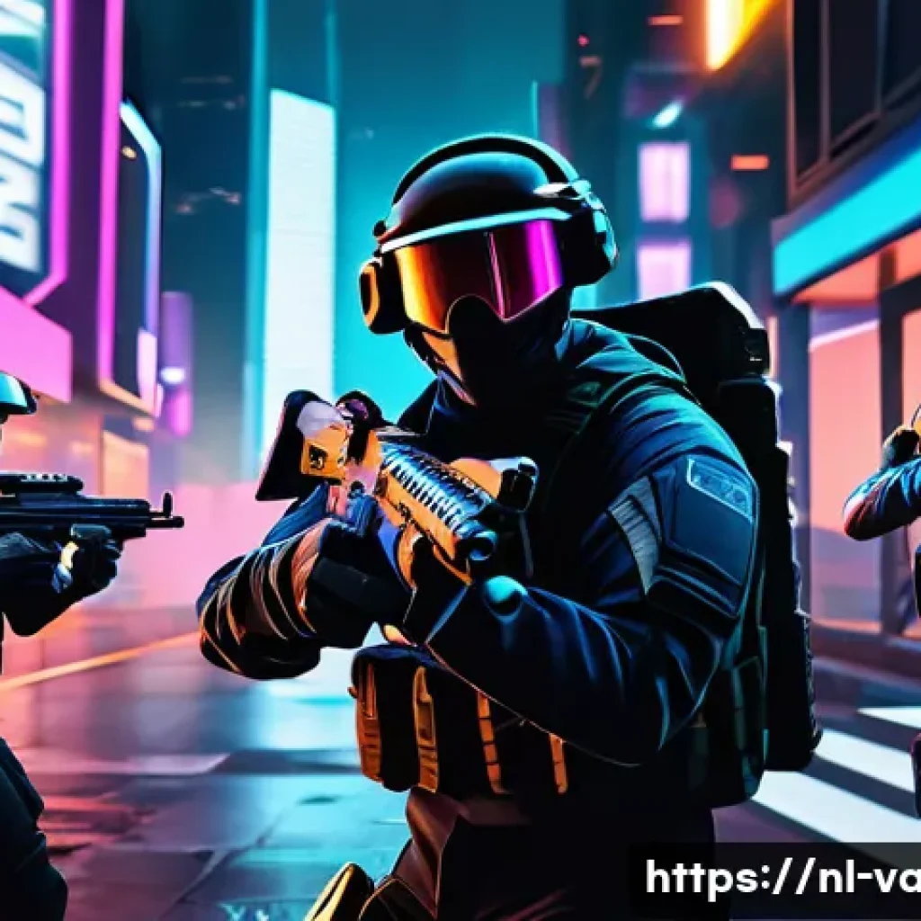 발로란트 모바일 버전 루머 - A dynamic and detailed scene of a mobile tactical shooter game inspired by Valorant, showcasing a di...