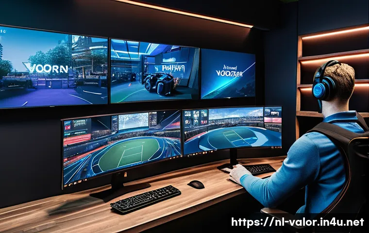 발로란트 유저 중심 콘텐츠 제작 - A dynamic esports team in a sleek, modern gaming room in Amsterdam, Netherlands, focused intensely o...