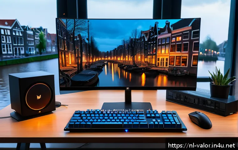 발로란트 최적 그래픽 설정법 - A high-tech gaming setup in a modern Dutch home, featuring a sleek PC with a visible NVIDIA RTX 3060...