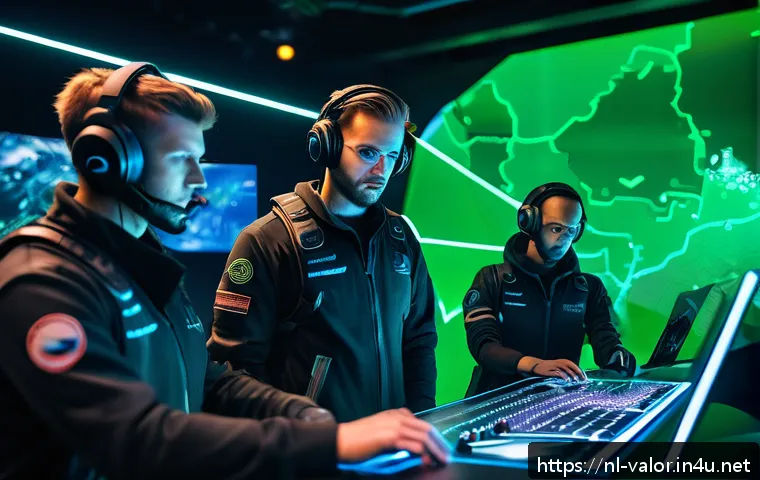 발로란트 승률 높은 에이전트 조합 - A dynamic esports team scene set in a futuristic Dutch gaming arena, featuring five diverse agents i...