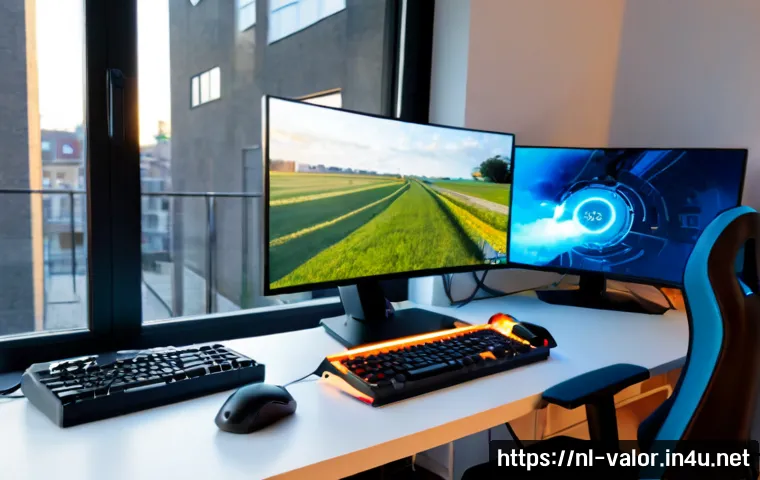 발로란트 PC 사양 최적화 방법 - Photorealistic Dutch gaming desk in a bright modern apartment, powerful desktop PC with visible clea...